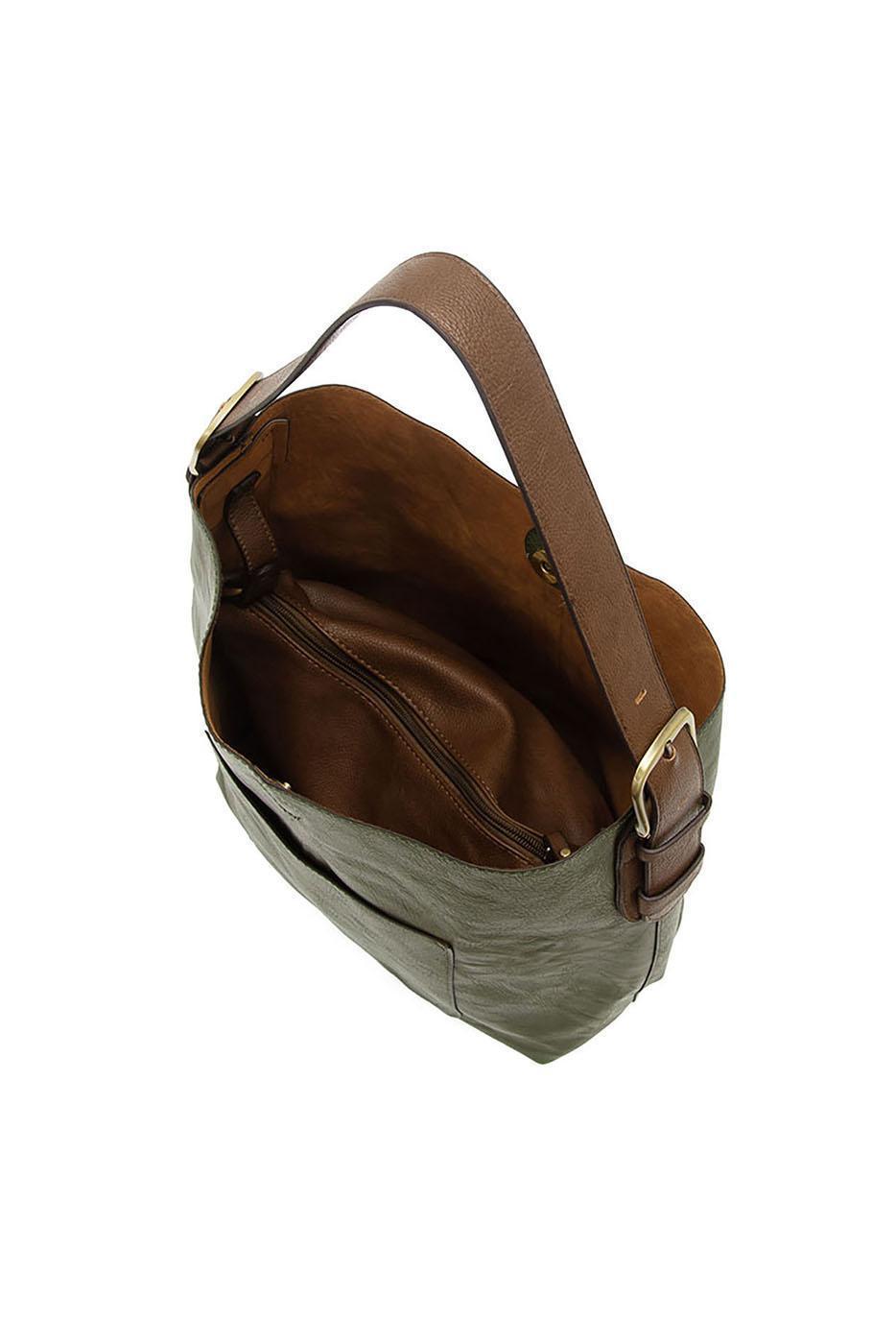 DARK BASIL HOBO BAG WITH COFFEE HANDLE