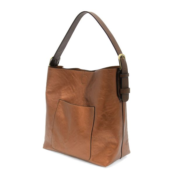 METALLIC COPPER HOBO WITH COFFEE HANDLE HANDBAG