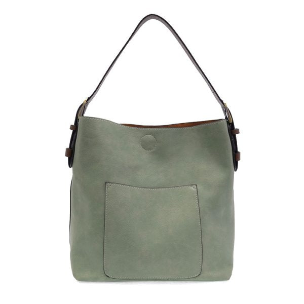 DUSY SAGE HOBO HANDBAG WITH COFFEE HANDLE