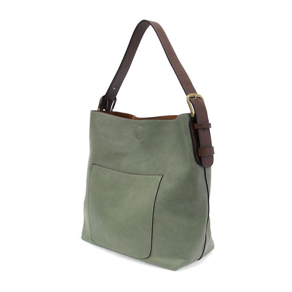 DUSY SAGE HOBO HANDBAG WITH COFFEE HANDLE

