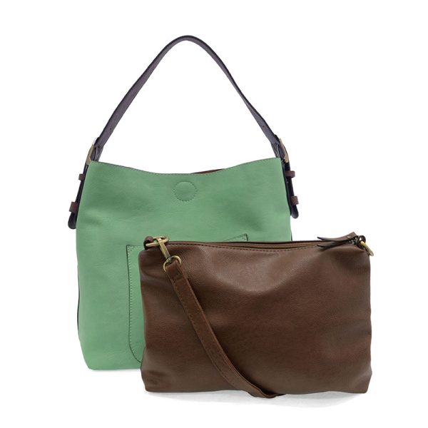 BOUNCY MINT HOBO W/ COFFEE HANDLE HANDBAG