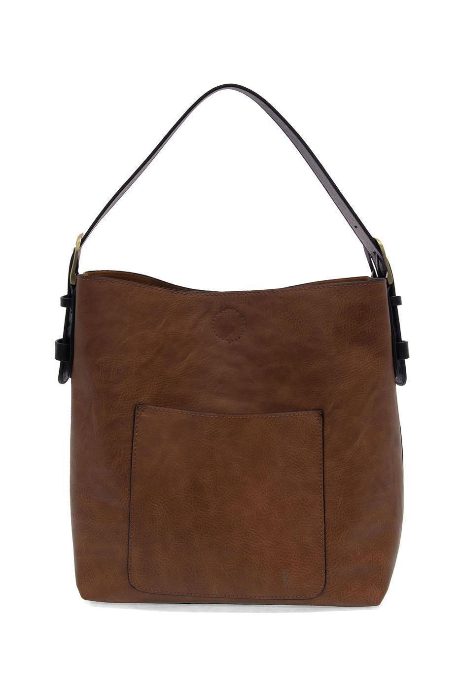 PECAN HOBO BAG WITH BLACK HANDLE
