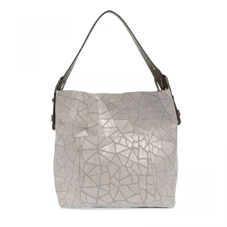 LIGHT GREY GEO TEXTURE HANDBAG
