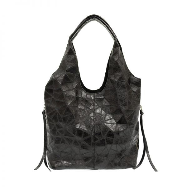 BLACK ALEYSIA GEOMETRIC  HOBO BAG