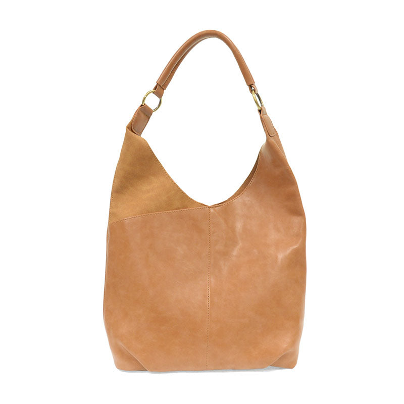 TAN DANI VINTAGE HOBO W/ FAUX SUEDE TRIM

