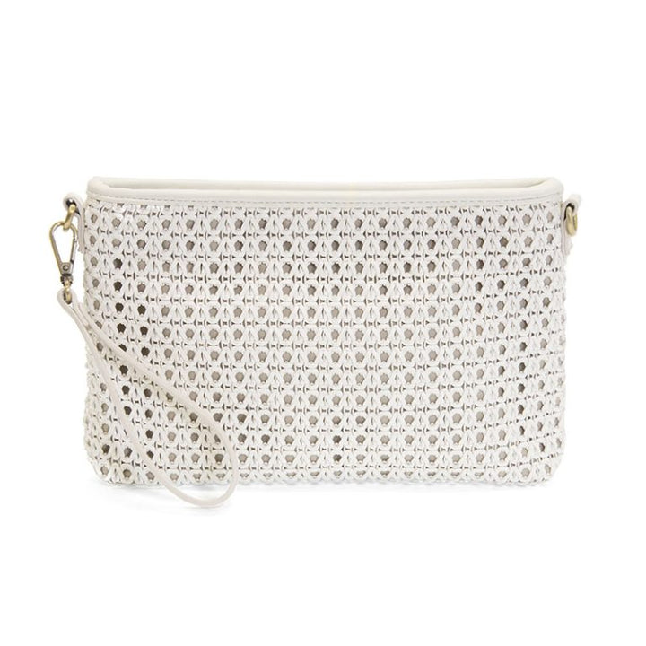 WHITE EMERY CANE WOVEN CROSSBODY