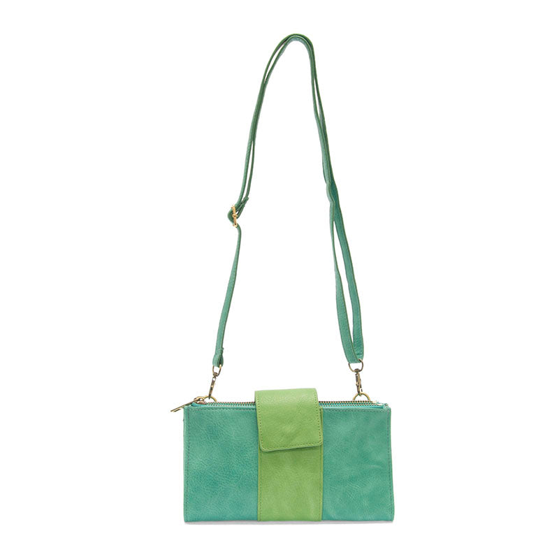 TRUE TURQ + SPRING GREEN CAMRYN COLORBLOCK WALLET CROSSBODY
