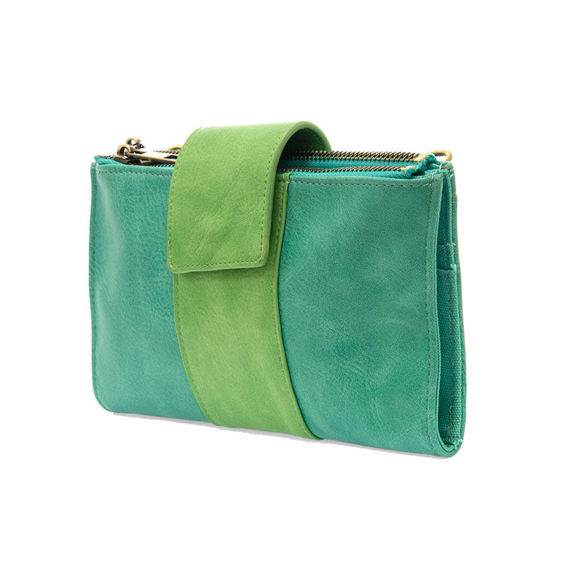 TRUE TURQ + SPRING GREEN CAMRYN COLORBLOCK WALLET CROSSBODY