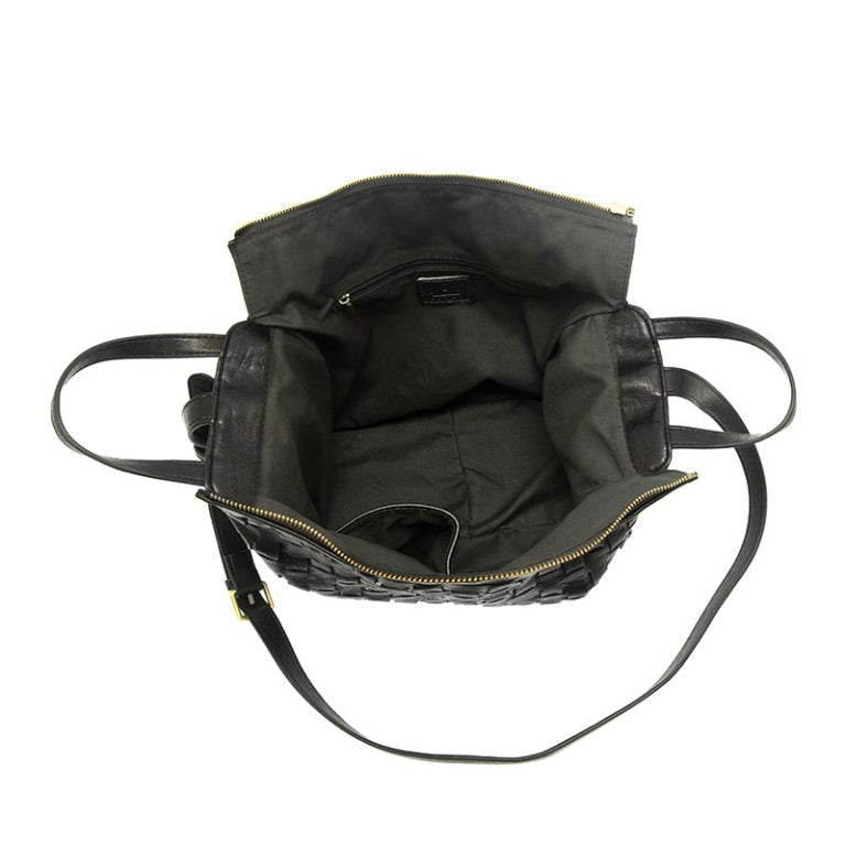 BLACK BRENNA BOWLER SATCHEL BAG
