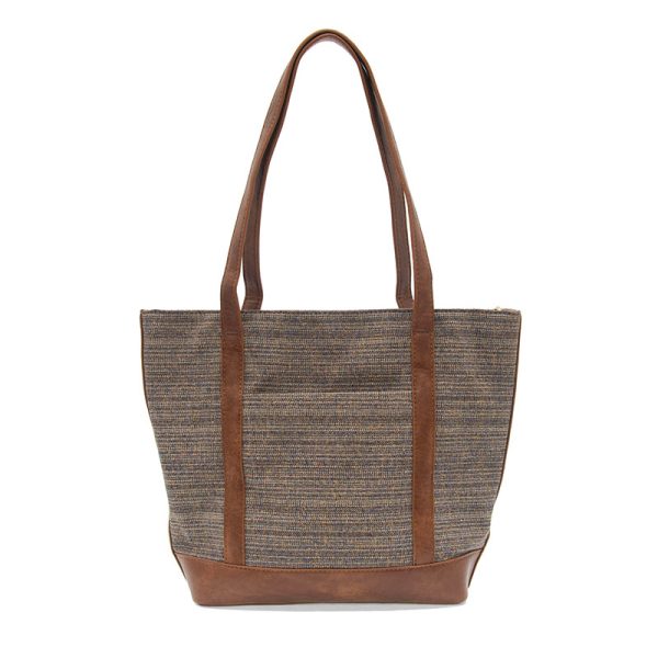 DUSTY BLUE TIA TWEED FRONT POCKET TOTE