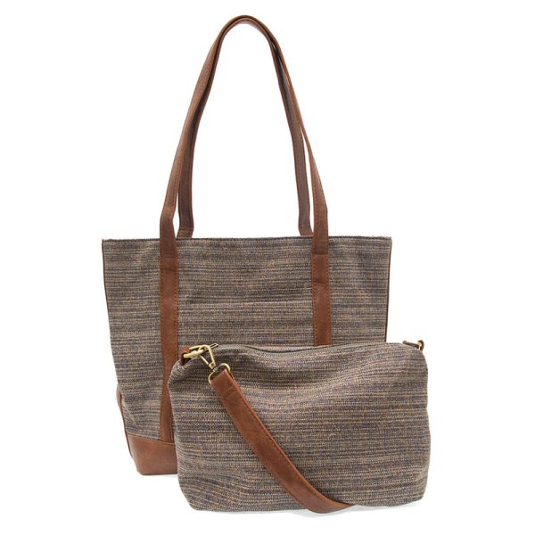 DUSTY BLUE TIA TWEED FRONT POCKET TOTE