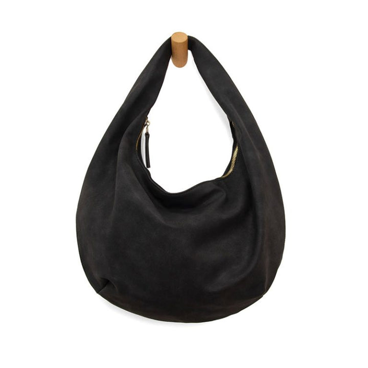 BLACK BIANCA SOFT CRESCENT SHOULDER BAG