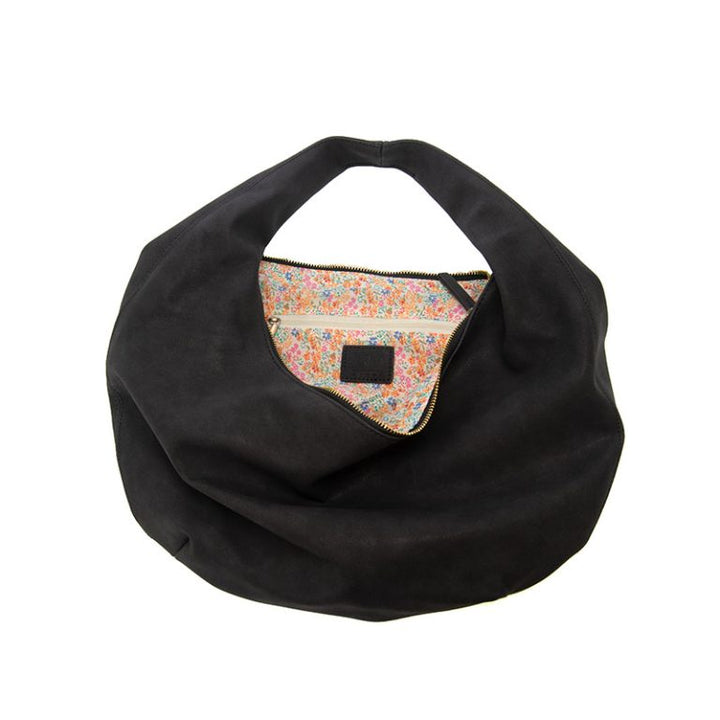 BLACK BIANCA SOFT CRESCENT SHOULDER BAG