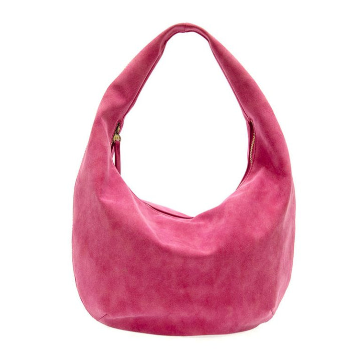 FUCHSIA BIANCA SOFT CRESCENT SHOULDER BAG