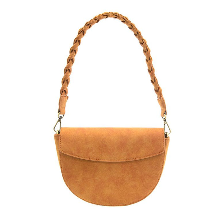 TOFFEE LUNA CRESCENT CROSSBODY WITH BRAIDED STRAP