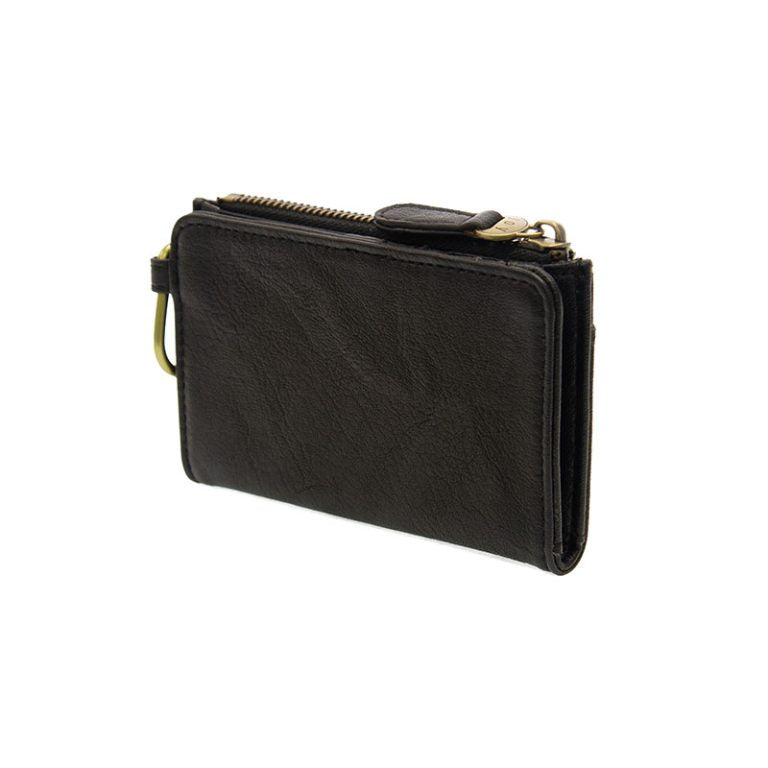 BOBBIE BLACK BIFOLD WALLET WITH CARABINER
