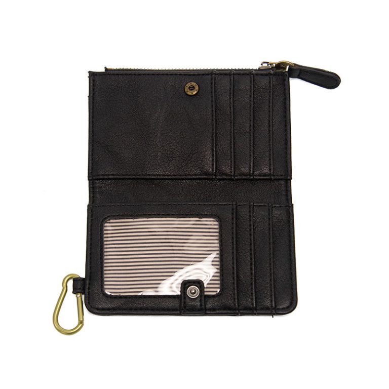 BOBBIE BLACK BIFOLD WALLET WITH CARABINER