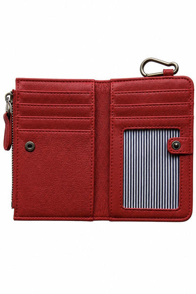 BOBBIE CRIMSON BIFOLD WALLET WITH CARABINER