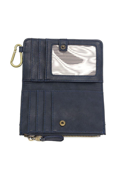 BOBBIE NAVY BIFOLD WALLET WITH CARABINER