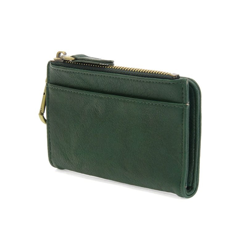 BOBBIE DEEP GREEN BIFOLD WALLET WITH CARABINER

