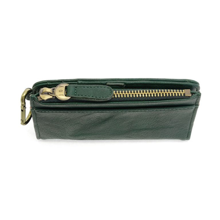 BOBBIE DEEP GREEN BIFOLD WALLET WITH CARABINER