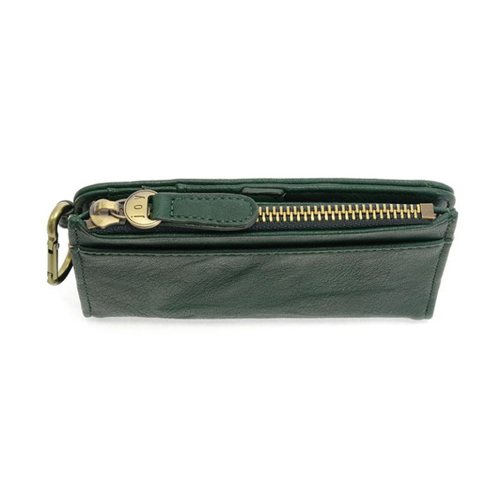 BOBBIE DEEP GREEN BIFOLD WALLET WITH CARABINER