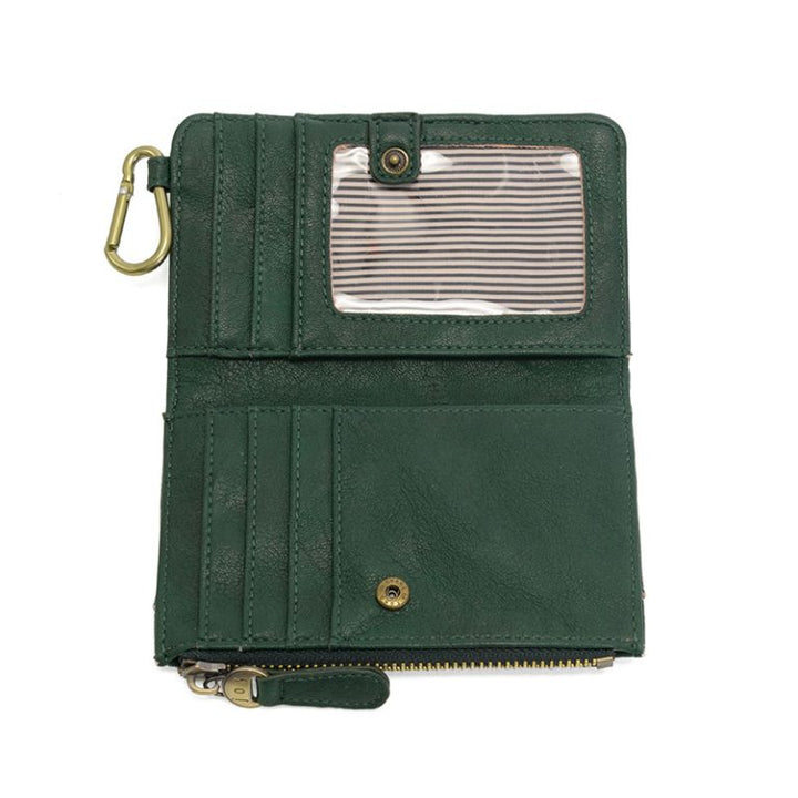 BOBBIE DEEP GREEN BIFOLD WALLET WITH CARABINER