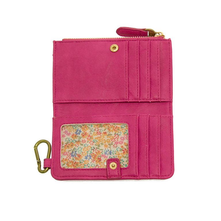 BOBBIE CERISE PINK BIFOLD WALLET WITH CARABINER
