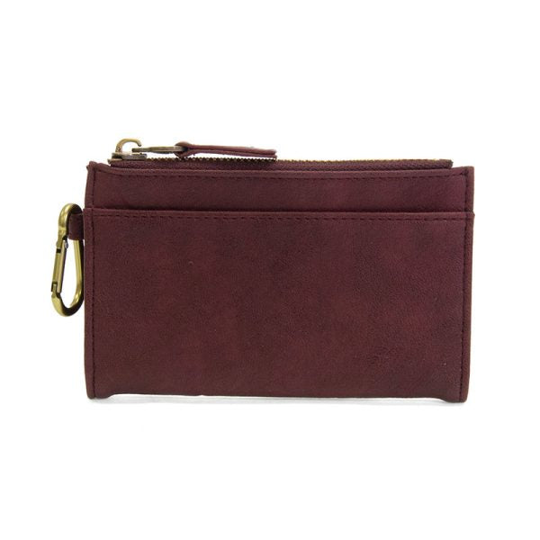 BOBBIE AUBERGINE BIFOLD WALLET WITH CARABINER
