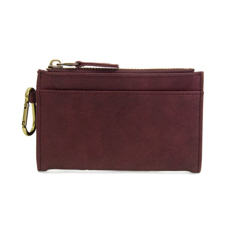 BOBBIE AUBERGINE BIFOLD WALLET WITH CARABINER
