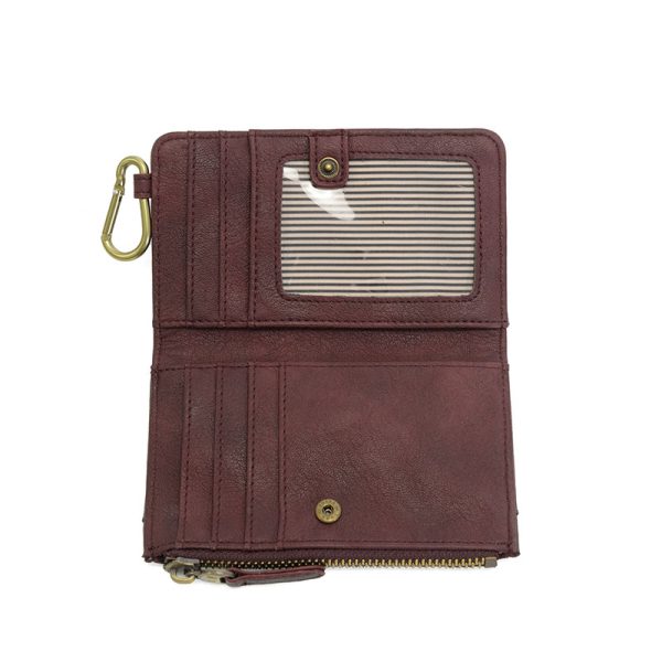 BOBBIE AUBERGINE BIFOLD WALLET WITH CARABINER
