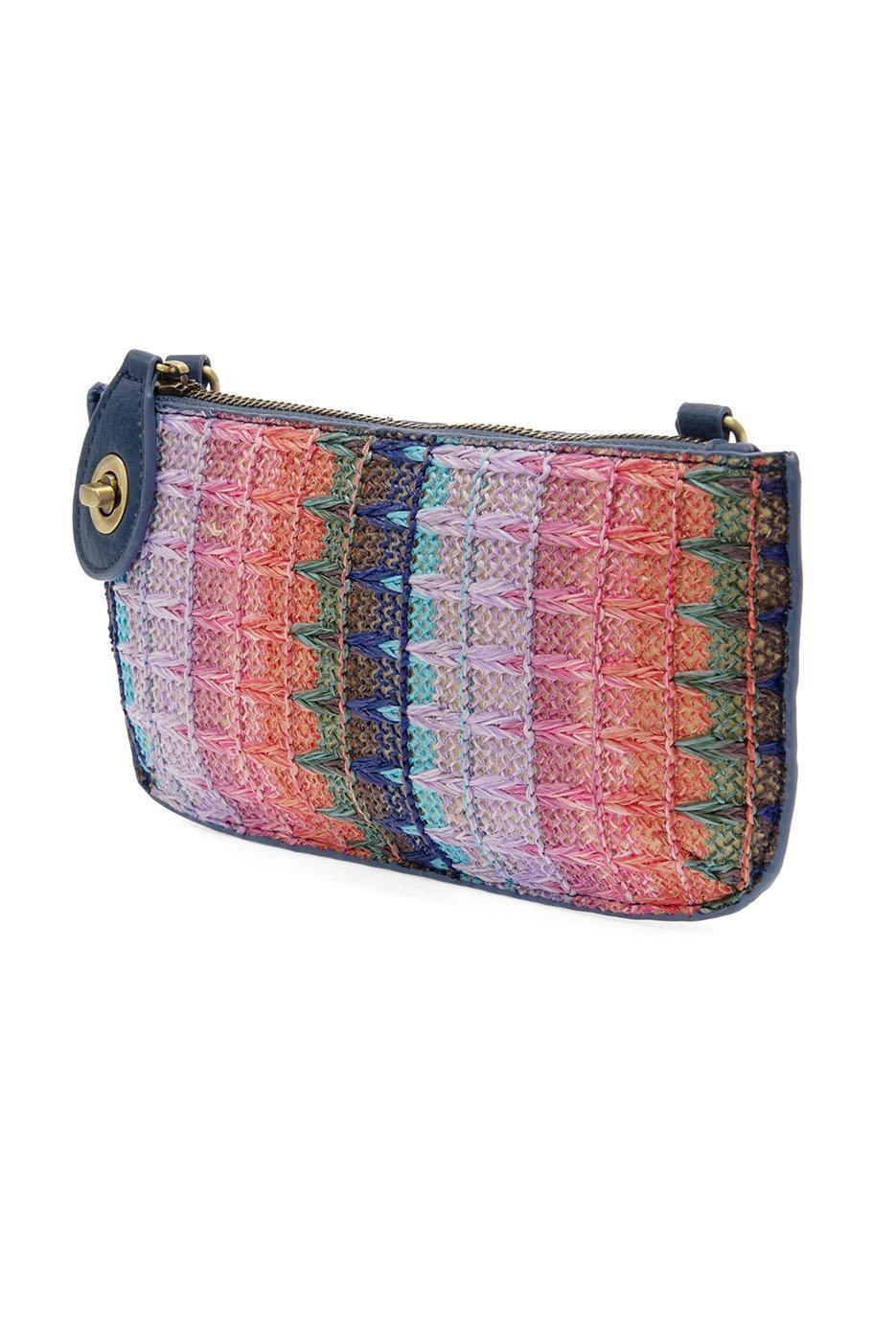 DEEP MULTI WOVEN STRIPE STRAW CORSSBODY WRISTLET