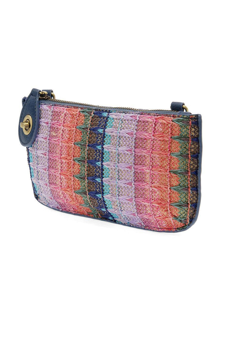 DEEP MULTI WOVEN STRIPE STRAW CORSSBODY WRISTLET