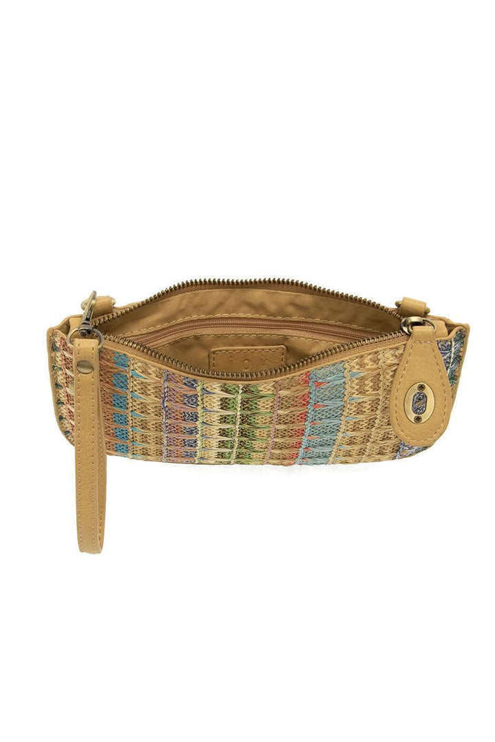 Neutral Multi Woven Stripe Crossbody Wristlet