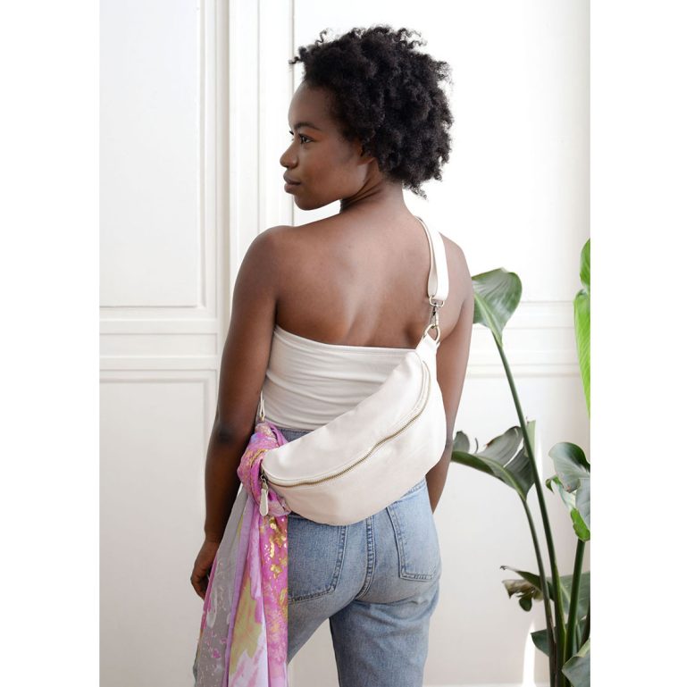 WHITE HOLOGRAPHIC TWYLA SLING/BELT BAG
