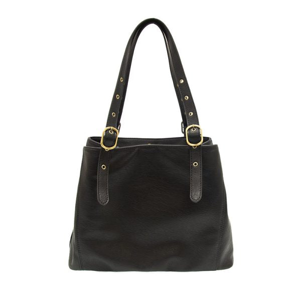 BLACK SHELBY STUDDED TOTE BAG
