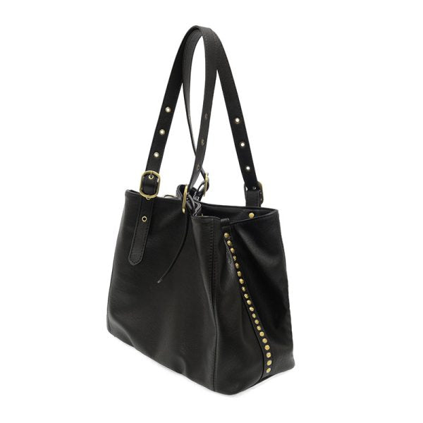 BLACK SHELBY STUDDED TOTE BAG