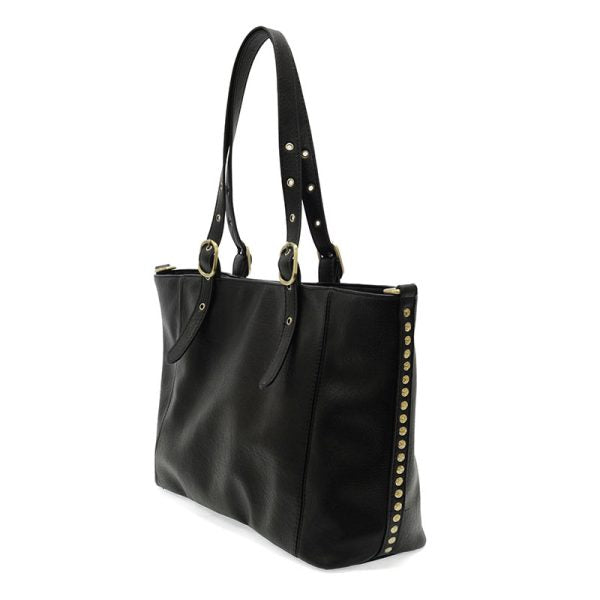 BLACK SHELBY STUDDED TOTE BAG