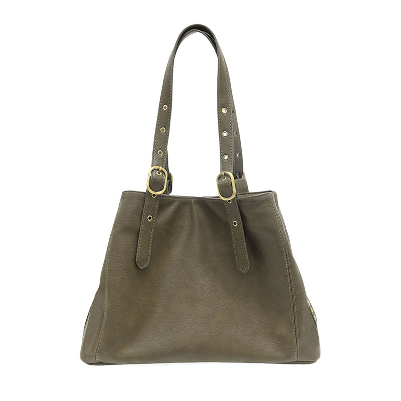 DARK MOSS SHELBY STUDDED TOTE BAG