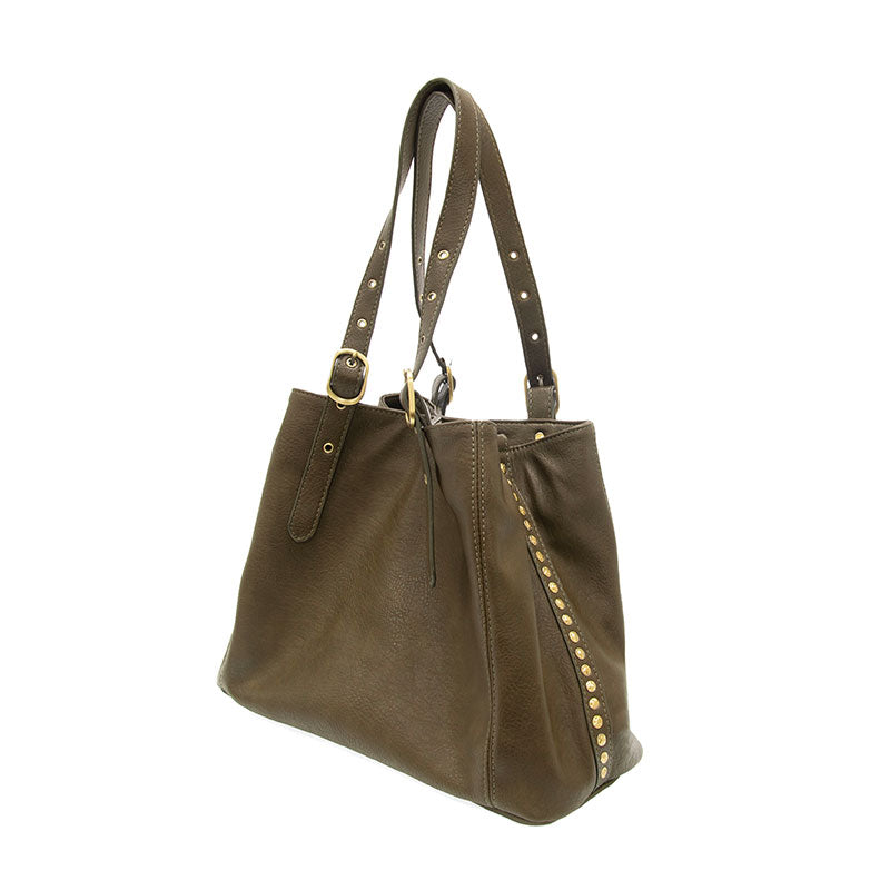 DARK MOSS SHELBY STUDDED TOTE BAG