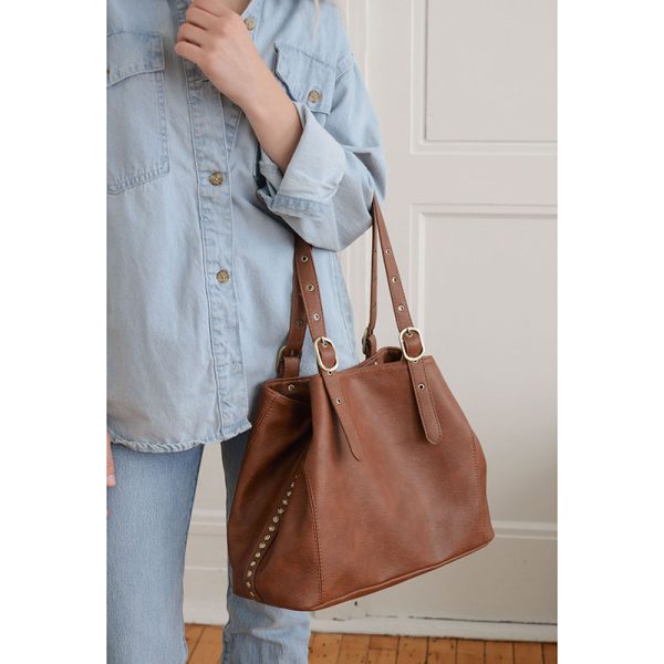 SADDLE SHELBY STUDDED TOTE BAG