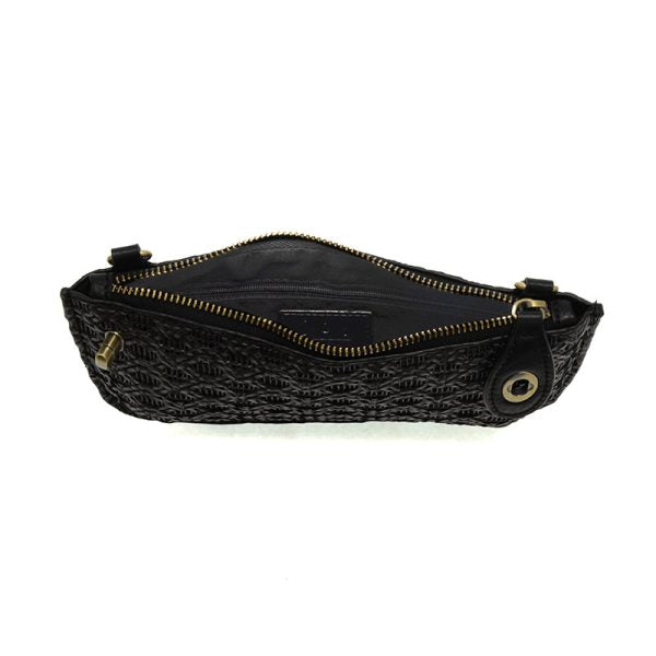 BLACK LATTICE WOVEN CROSSBODY WRISTLET