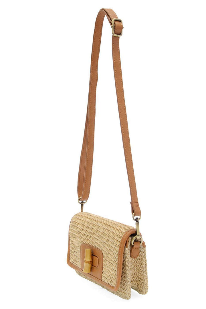 BONNIE NATURAL STRAW BAMBOO MINI TURNLOCK CROSSBODY