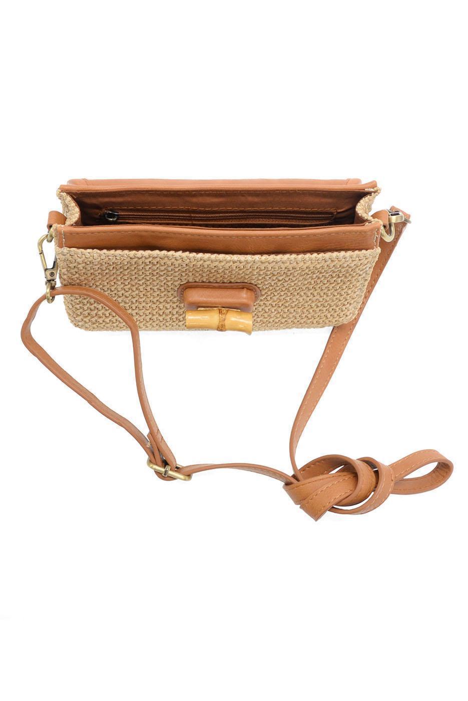 BONNIE NATURAL STRAW BAMBOO MINI TURNLOCK CROSSBODY