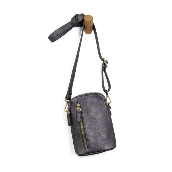 METALLIC PEWTER JOLENE CROSSBODY PHONE BAG
