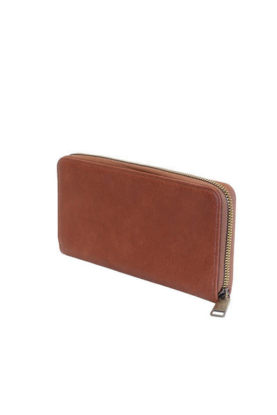 RUE SADDLE ZIP AROUND WALLET WITH WRIST STRAP
