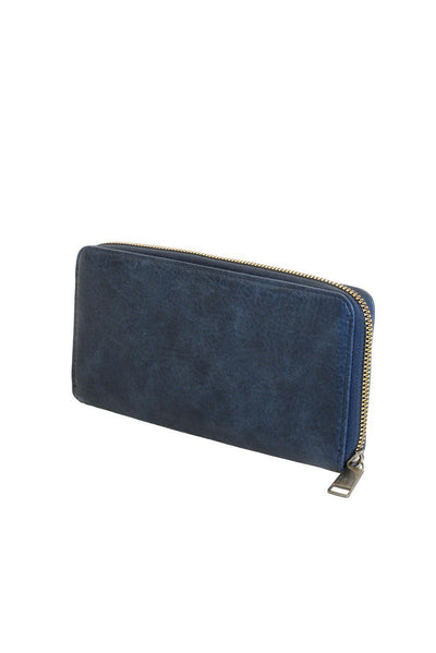 RUE NAVY ZIP AROUND WALLET WITH WRIST STRAP
