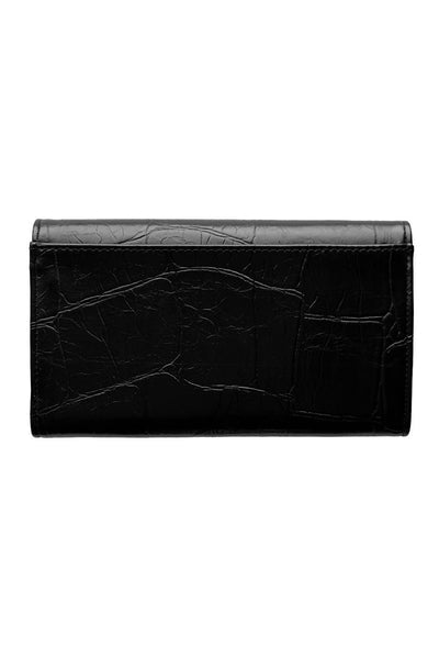 MARNIE BLACK CROCK MINI TRI FOLD WALLET