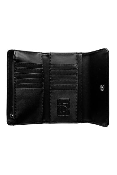 MARNIE BLACK CROCK MINI TRI FOLD WALLET