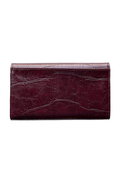MARNIE BURGUNDY CROCK MINI TRI FOLD WALLET